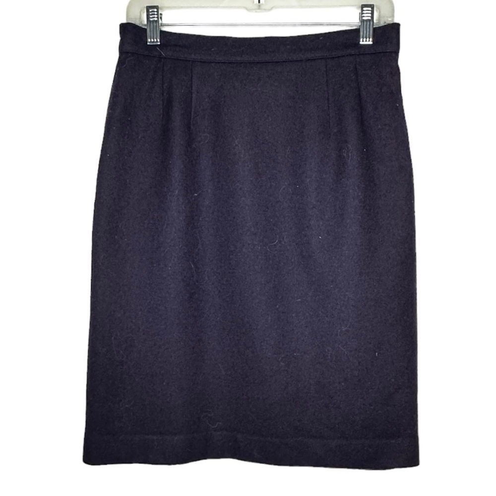 Vintage Block Island Petites by Marina Pappas Wool‎ Navy Skirt
